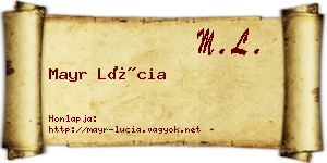 Mayr Lúcia névjegykártya